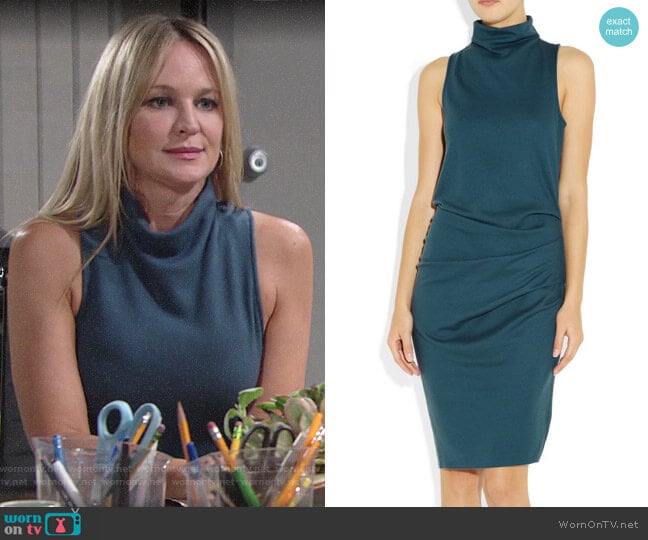 Halston Heritage Brushed Wool-Jersey Dress  worn by Sharon Newman (Sharon Case) on The Young and the Restless