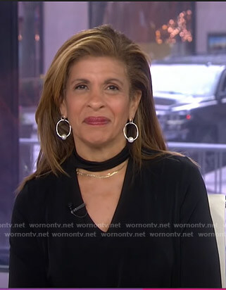 Hoda’s black choker neck top on Today