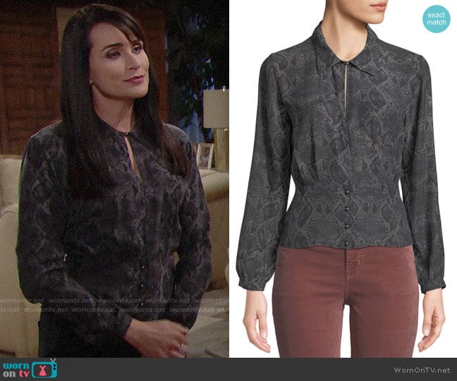 J Brand Lindsey Snake Print Blouse worn by Quinn Fuller (Rena Sofer) on The Bold and the Beautiful