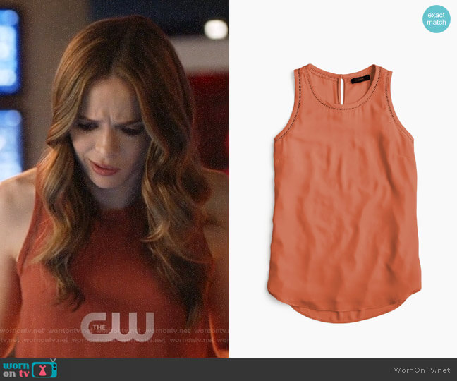J. Crew Drapey top with ladder trim worn by Caitlin Snow (Danielle Panabaker) on The Flash