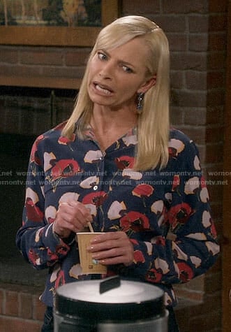 Jill's poppy print blouse on Mom