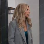 Josslyn’s grey zip-pocket coat on General Hospital