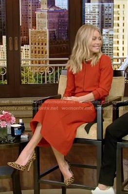 Kelly’s red tie waist dress on Live with Kelly and Ryan