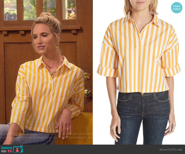 Kule The Keaton Stripe Crop Shirt worn by Mandy Baxter (Molly McCook) on Last Man Standing