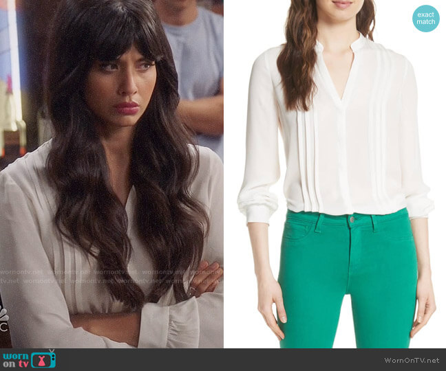 L'Agence Amalea Blouse worn by Tahani Al-Jamil (Jameela Jamil) on The Good Place