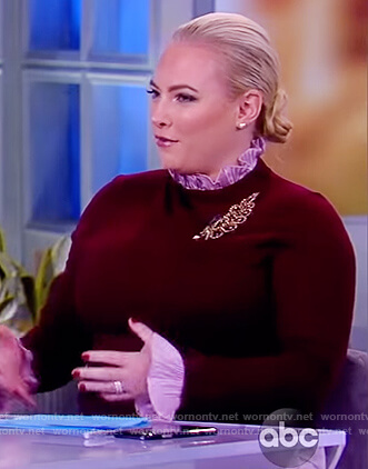 Meghan’s burgundy layered sweater on The View
