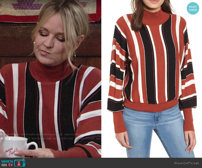 Leith Stripe Dolman Sweater worn by Sharon Collins (Sharon Case) on The Young & the Restless