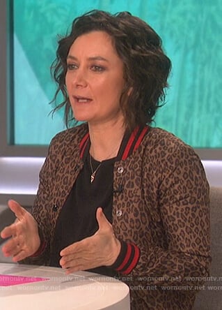 Sara’s leopard print bomber jacket on The Talk