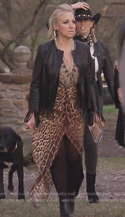 Margaret’s leopard print silk dress on The Real Housewives of New Jersey