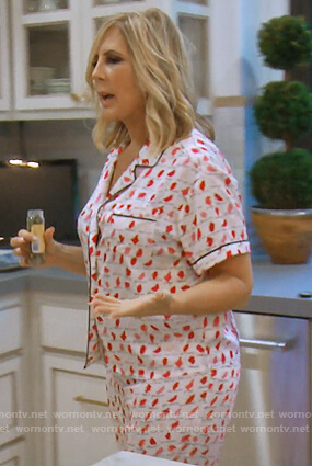 Vicki’s white lipstick print pyjamas on The Real Housewives of Orange County