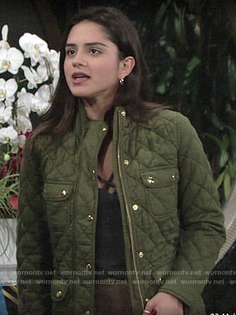 Lola's green quilted jacket on The Young and the Restless