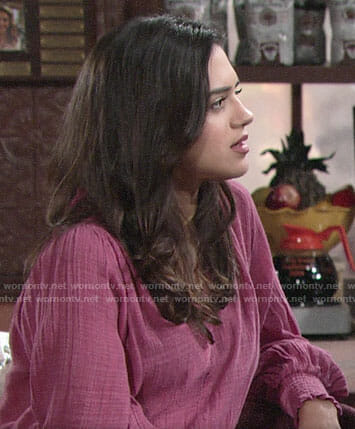 Lola’s pink top with smocked cuffs on The Young and the Restless