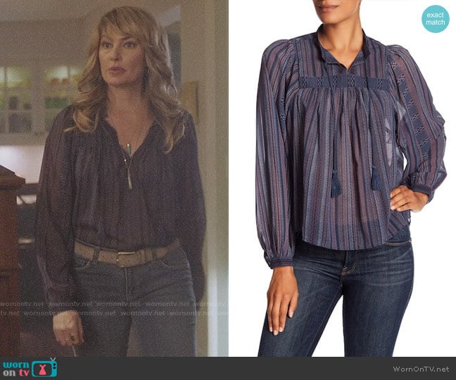 Lucky Brand Border Print Blouse worn by Alice Cooper (Mädchen Amick) on Riverdale