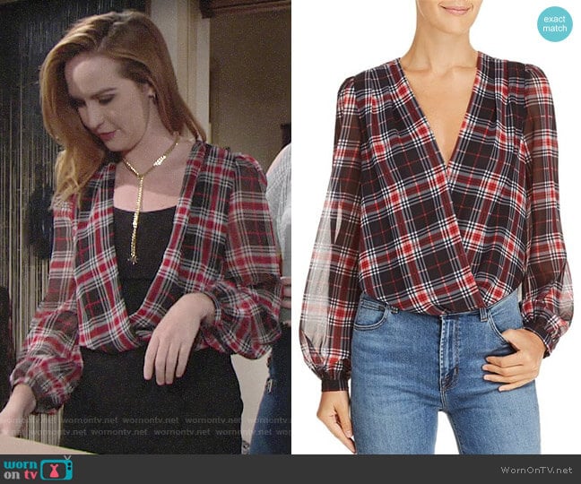 Lucy Paris Plaid Blouson Bodysuit worn by Mariah Copeland (Camryn Grimes) on The Young and the Restless