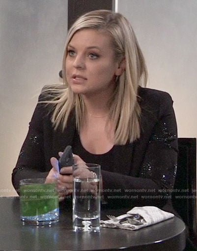 Maxie’s black star embellished blazer on General Hospital