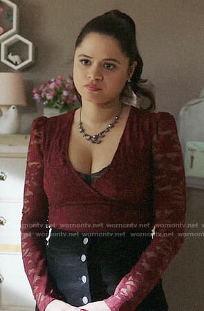 Mel’s red lace top on Charmed