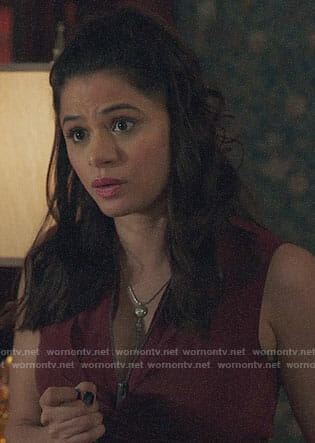 Mel’s red zip-front dress on Charmed