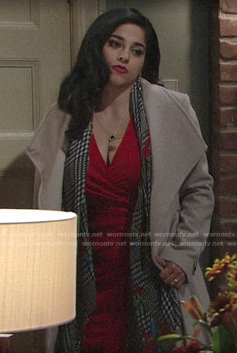 Mia’s beige coat on The Young and the Restless