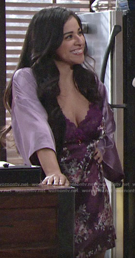 Mia's purple floral chemise on The Young and the Restless