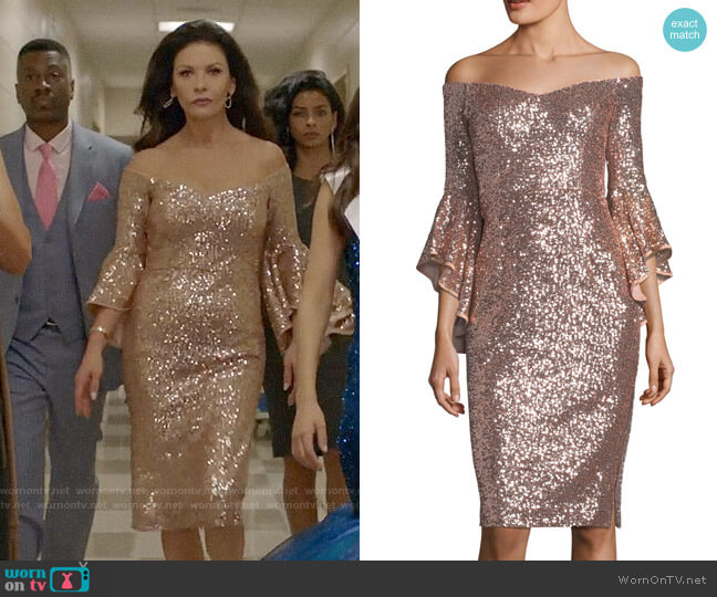Milly Selena Sequin Dress worn by Vicki Ellis (Catherine Zeta-Jones) on Queen America