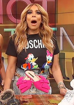 Wendy’s black Moschino tee on The Wendy Williams Show