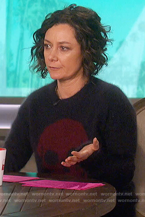 Sara’s navy skull sweater on The Talk