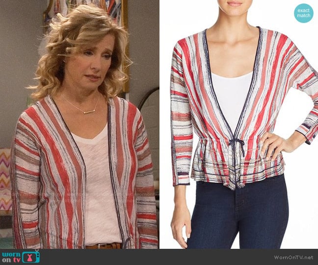 Nic + Zoe Painted Desert Tie-Front Cardigan worn by Vanessa Baxter (Nancy Travis) on Last Man Standing