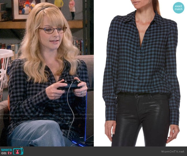 Paige Enid Shirt in Black / Midnight Slate worn by Bernadette Rostenkowski (Melissa Rauch) on The Big Bang Theory