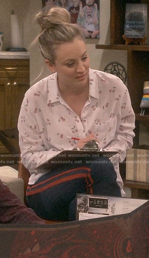 Penny’s cherry print button down shirt on The Big Bang Theory