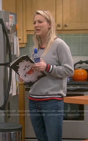 Penny’s striped trim sweatshirt on The Big Bang Theory