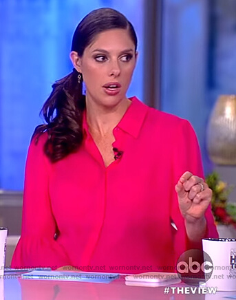 Abby’s pink ruffle cuffs blouse on The View