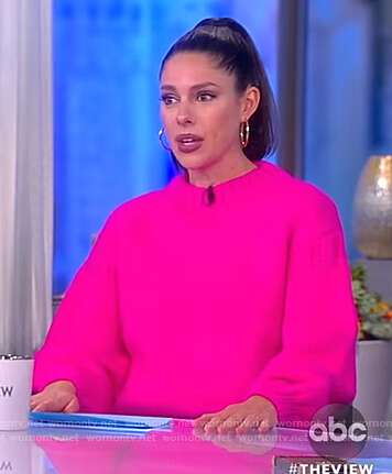 Abby’s pink puff sleeve sweater on The View