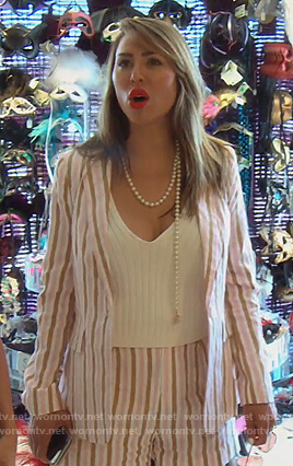 Kelly’s pink striped blazer and shorts on The Real Housewives of Orange County