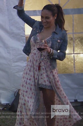 Melissa’s printed maxi romper on The Real Housewives of New Jersey