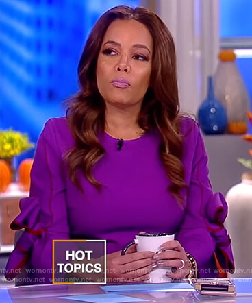 Sunny’s purple bow sleeve blouse on The View