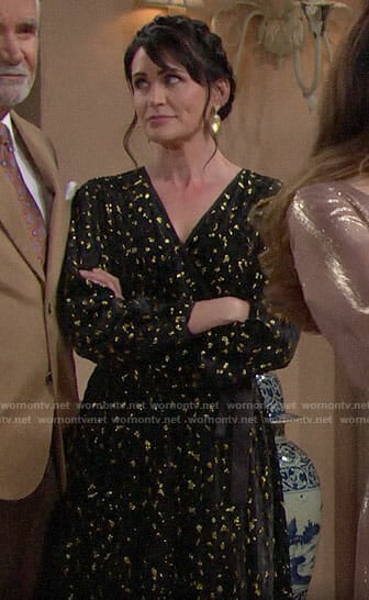 Quinn’s black and gold Thanksgiving dress on The Bold and the Beautiful