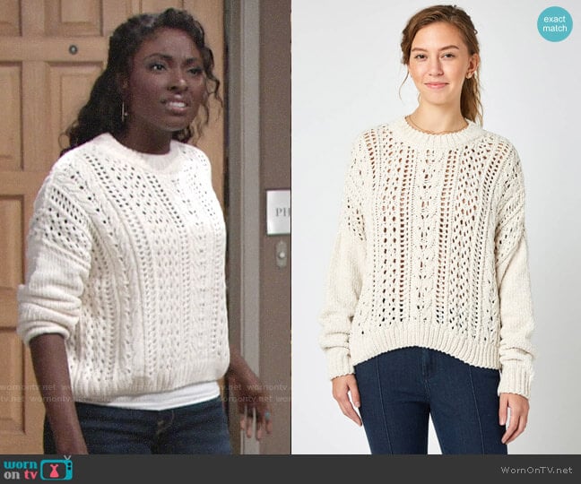 RD Style Pointelle Chenille Pullover Sweater worn by Ana Hamilton (Loren Lott) on The Young and the Restless