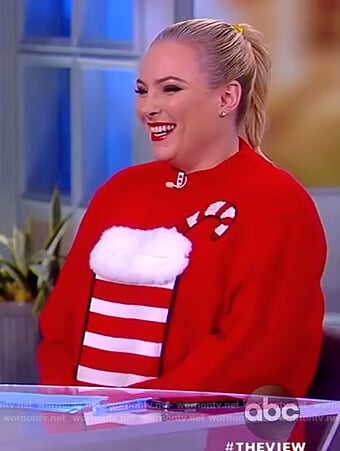 Meghan’s red Christmas stocking sweater on The View