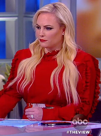 Meghan’s red ruffled blouse on The View