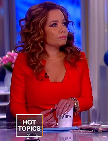 Sunny’s red square neck top on The View