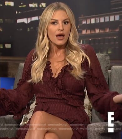 Morgan’s red ruffle wrap dress on E! News Nightly Pop