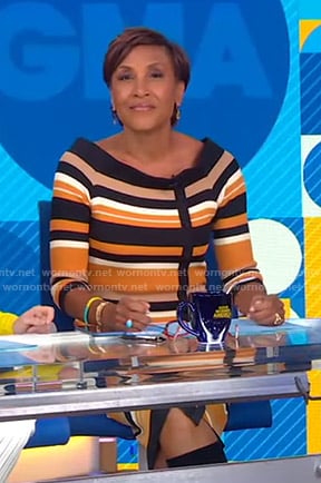 Robin’s orange striped knit dress on Good Morning America