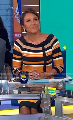 Robin’s orange striped knit dress on Good Morning America
