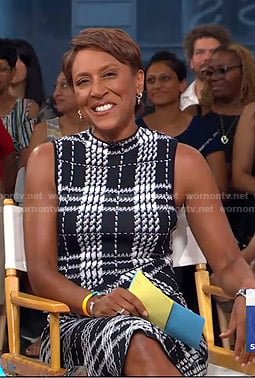 Robin’s black plaid sheath dress on Good Morning America