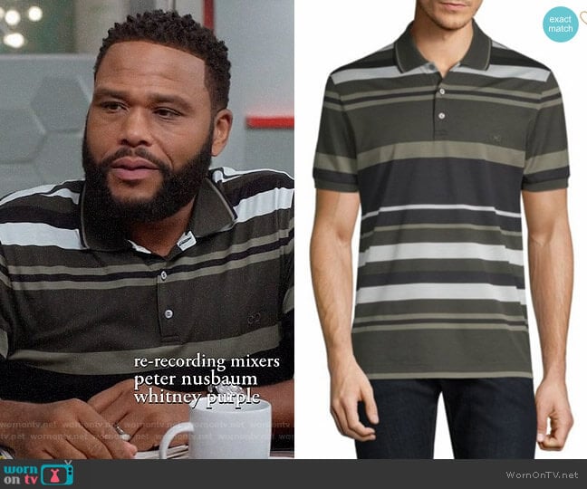 Salvatore Ferragamo Striped Pique Polo worn by Andre Johnson (Anthony Anderson) on Black-ish