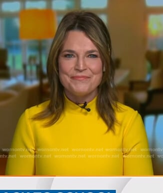 Savannah’s yellow mock neck bell sleeve top on Today