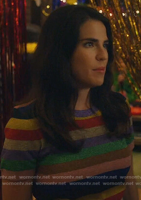 Laurel's multicolored striped top on How to Get Away with Murder