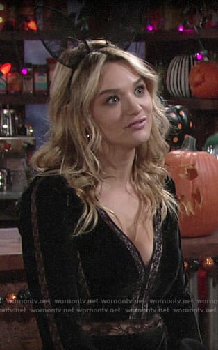 Summer’s black velvet and lace Halloween dress on The Young and the Restless