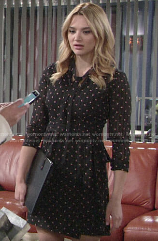 Summer’s dotted tie-neck dress on The Young and the Restless