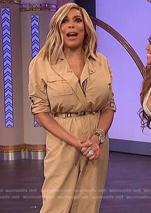 Wendy’s beige utility jumpsuit on The Wendy Williams Show